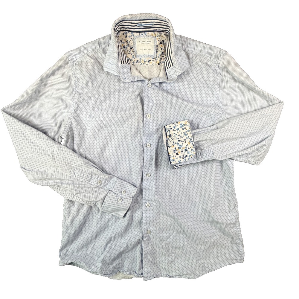 Cactus‎ Man Ricky Singh Dress Shirt Mens Large Blue Button Front Geometric Print